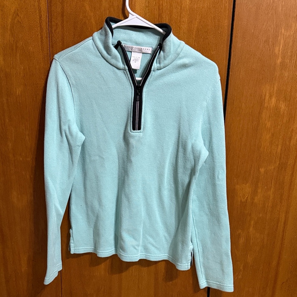Geoffrey Beene Light Aqua Half-Zip Fleece Pullover